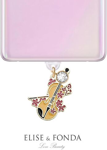 ELISE & FONDA TP696 Type-C Charging Port Anti Dust Plug Little Violin Cell Phone Charm for iPhone 15/16/Samsung/OnePlus/Xiaomi/oppo Android Phones (Yellow) in Kuwait