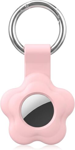 Linsaner Flower Keychain Case for AirTag, Soft Silicone Protective Cover with Ring for Keys, Bags, Pets and Luggage, Black in Kuwait