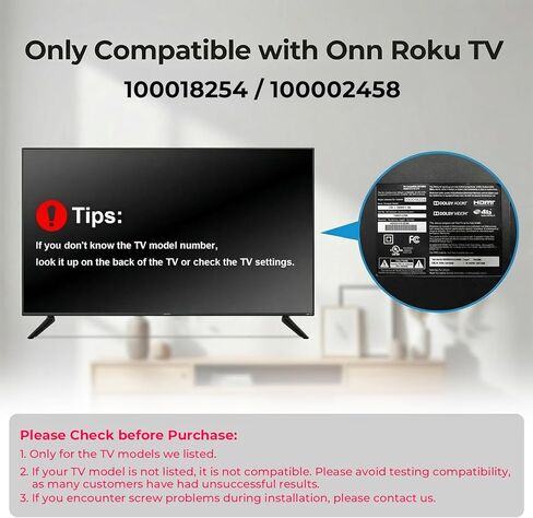 TV Stand Legs Exclusive for Onn 100018254 100002458 Roku TV, for Onn Roku TV Legs Replacement, Stable Tabletop Design, Screws and Anti-Slip Feet Pad Included in Kuwait