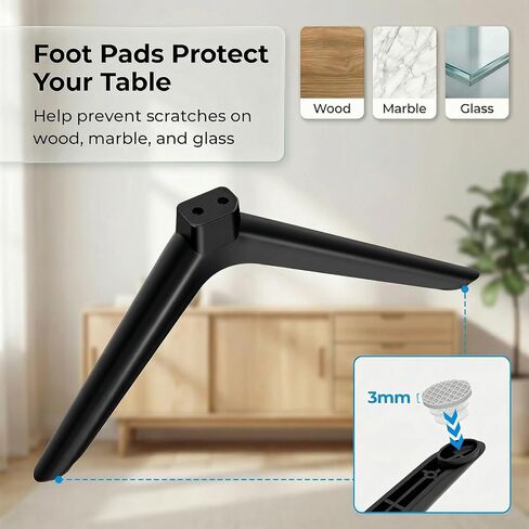 TV Stand Legs Exclusive for Onn 100018254 100002458 Roku TV, for Onn Roku TV Legs Replacement, Stable Tabletop Design, Screws and Anti-Slip Feet Pad Included in Kuwait