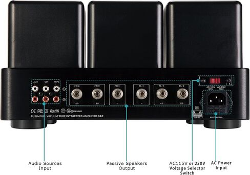 PA2 EL34 Tube Amplifier, Push-Pull Integrated Tube Amp,Triode & Ultralinear Mode,Vacuum Tube Headphone Amp for Home Audio Stereo in Kuwait