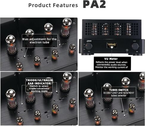 PA2 EL34 Tube Amplifier, Push-Pull Integrated Tube Amp,Triode & Ultralinear Mode,Vacuum Tube Headphone Amp for Home Audio Stereo in Kuwait