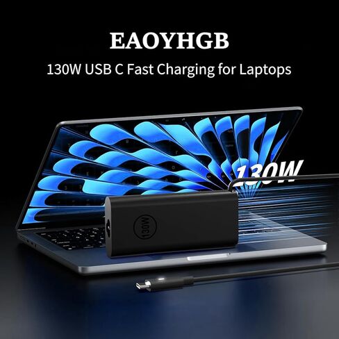 شاحن كمبيوتر محمول USB C بقوة 130 واط متوافق مع Dell XPS 15 17 9500 9510 9520 9530 9700 9710 9720 2in1، الدقة 5550 5560 5530 5570 5470 5480 5760، سلك طاقة الكمبيوتر من النوع C لخط العرض 5431 5531 in Kuwait