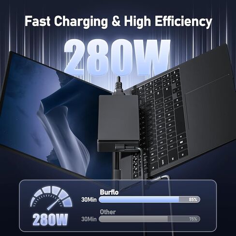 شاحن كمبيوتر محمول 280 واط بديل لجهاز Asus ROG Strix 15 17 G16 G17 G18 G15 G513 G533 G703 G733 G732 G614 G814 G713 TUF Gaming A16 Zephyrus Duo 16 15 M16 S17 GX650 GU604 TUF A16 Flow X16 محول الطاقة in Kuwait