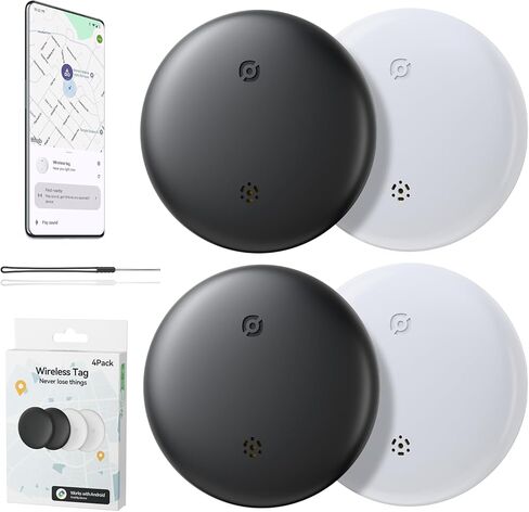 Air Tag for Android Smart Tracker Tags [4 Pack] – Bluetooth Item Finders Compatible with Google Find My Device | No Subscription, Loud Alert, Waterproof, Long Battery for Keys, Pets, Wallet in Kuwait