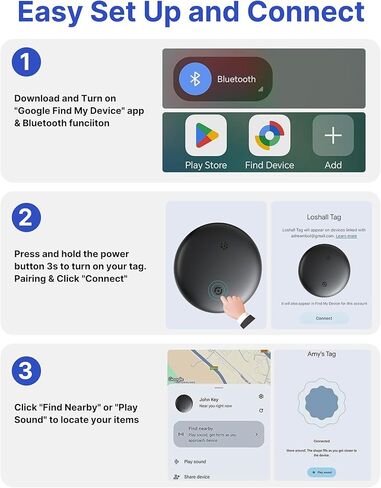 Air Tag for Android Smart Tracker Tags [4 Pack] – Bluetooth Item Finders Compatible with Google Find My Device | No Subscription, Loud Alert, Waterproof, Long Battery for Keys, Pets, Wallet in Kuwait