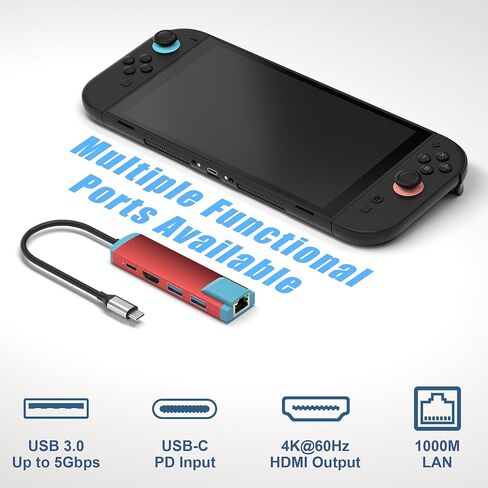 USB C Switch 2 Dock,4K@60Hz HDMI Adapter with PD/USB 3.0/Gigabit Ethernet Port,Replacement Dock for Switch/Switch OLED/Steam Deck/ROG Xbox Ally X/Legion Go in Saudi Arabia