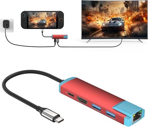USB C Switch 2 Dock,4K@60Hz HDMI Adapter with PD/USB 3.0/Gigabit Ethernet Port,Replacement Dock for Switch/Switch OLED/Steam Deck/ROG Xbox Ally X/Legion Go in Saudi Arabia