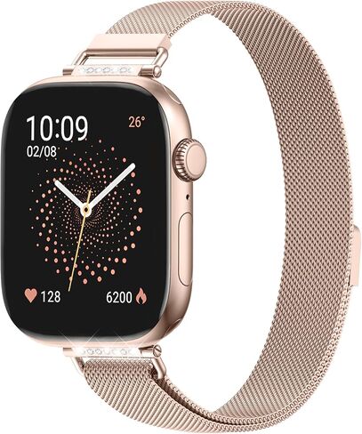 حلقة ميلانيزية رفيعة للغاية متوافقة مع سوار ساعة Apple للنساء 42 مم 41 مم 40 مم 38 مم 46 مم 45 مم 44 مم، حزام شبكي معدني بعرض 14 مم مع قفل مغناطيسي قوي، حزام بديل خفيف الوزن مسامي لسلسلة iWatch SE 11 10 9 8 7 6 5 4 3 2 1 in Kuwait