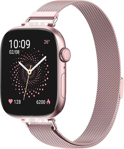 حلقة ميلانيزية رفيعة للغاية متوافقة مع سوار ساعة Apple للنساء 42 مم 41 مم 40 مم 38 مم 46 مم 45 مم 44 مم، حزام شبكي معدني بعرض 14 مم مع قفل مغناطيسي قوي، حزام بديل خفيف الوزن مسامي لسلسلة iWatch SE 11 10 9 8 7 6 5 4 3 2 1 in Kuwait