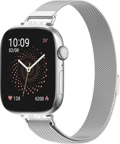 حلقة ميلانيزية رفيعة للغاية متوافقة مع سوار ساعة Apple للنساء 42 مم 41 مم 40 مم 38 مم 46 مم 45 مم 44 مم، حزام شبكي معدني بعرض 14 مم مع قفل مغناطيسي قوي، حزام بديل خفيف الوزن مسامي لسلسلة iWatch SE 11 10 9 8 7 6 5 4 3 2 1 in Kuwait