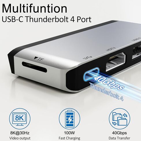 Surface Pro 8 Docking Station USB C Hub with Thunderbolt 4 (40Gbps Data+8K Display+100W PD), 4K HDMI, USB 3.0/2.0, TF Card Slot, Triple Display USB-C Adapter for Surface Pro8 Home Office in Kuwait