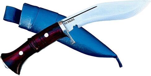سكين Gurkha Kukri أصلي مطروق يدويًا، شفرة من الفولاذ الكربوني مقاس 4.25 بوصة، Panawal Ankhola مع مانع كامل Tang 8 بوصة Kukri Khukuri مع غمد جلدي - مصنوع يدويًا في نيبال in Kuwait