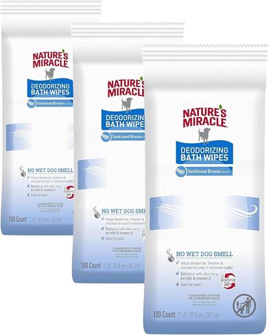 Nature's Miracle Deodorizing Bath Wipes Sunkissed Breeze Scent, 100 ct in Saudi Arabia