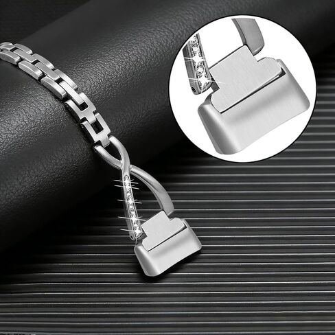 سوار Dhwazz النسائي لـ Fitbit Charge 6 / Charge 5 من الفولاذ المقاوم للصدأ وسوار الماس والمجوهرات in Kuwait