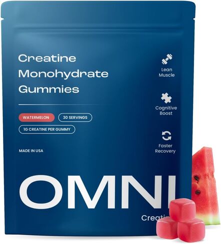 Creatine Monohydrate Gummies - Supports Muscle Growth, Recovery & Brain Function - Convenient & Easy to Take - Great Tasting Watermelon Flavor - 1g per Gummy, Low Sugar - 90 Count in Saudi Arabia