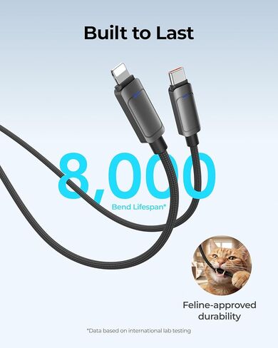 VIYISI 100W Fast Charging Cable 2-in-1 with USB-C & Lighting, USB Cable with Detachable Tip USB-C/A for iPhone 17/16/15/14, iPad, iPod, MacBook Pro/Air, Galaxy, Switch, Power 2 Devices at Once in Kuwait