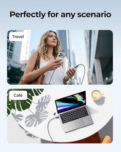 VIYISI 100W Fast Charging Cable 2-in-1 with USB-C & Lighting, USB Cable with Detachable Tip USB-C/A for iPhone 17/16/15/14, iPad, iPod, MacBook Pro/Air, Galaxy, Switch, Power 2 Devices at Once in Kuwait
