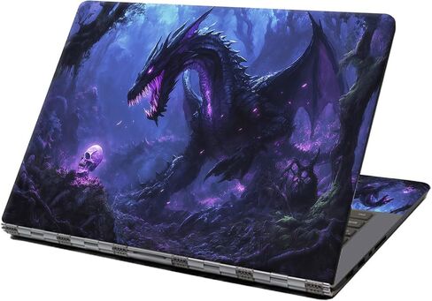 Laptop Skin Sticker Decal 12" 13" 13.3" 14" 15" 15.6",Waterproof Scratch Resistant Vinyl,Reusable Easy to Apply,for MacBook HP Dell Notebooks Netbooks Laptop,2 Wrist Pads,Purple Dragon Forest in Kuwait