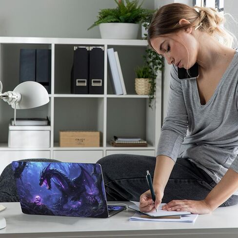 Laptop Skin Sticker Decal 12" 13" 13.3" 14" 15" 15.6",Waterproof Scratch Resistant Vinyl,Reusable Easy to Apply,for MacBook HP Dell Notebooks Netbooks Laptop,2 Wrist Pads,Purple Dragon Forest in Kuwait