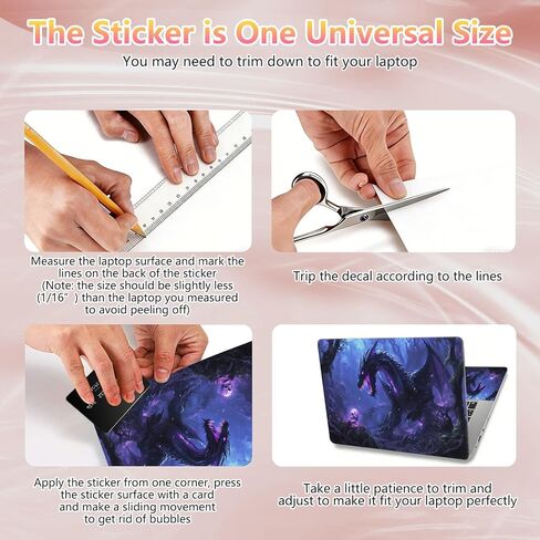 Laptop Skin Sticker Decal 12" 13" 13.3" 14" 15" 15.6",Waterproof Scratch Resistant Vinyl,Reusable Easy to Apply,for MacBook HP Dell Notebooks Netbooks Laptop,2 Wrist Pads,Purple Dragon Forest in Kuwait