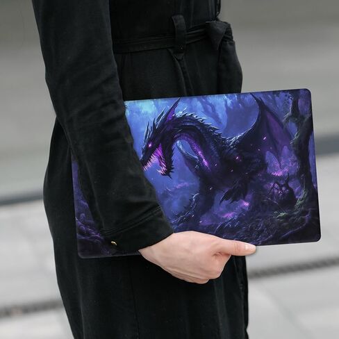 Laptop Skin Sticker Decal 12" 13" 13.3" 14" 15" 15.6",Waterproof Scratch Resistant Vinyl,Reusable Easy to Apply,for MacBook HP Dell Notebooks Netbooks Laptop,2 Wrist Pads,Purple Dragon Forest in Kuwait
