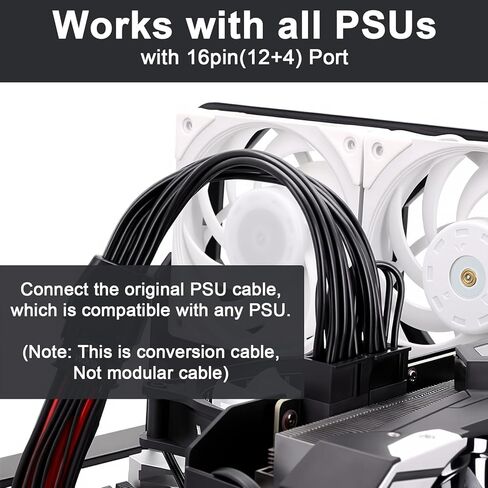 12VHPWR Cable Extension, 7 Inch 16 Pin(12+4) Female to Dual 8 Pin(6+2) Male PCIe Conversion GPU Cable, GPU Power Conversion Cables for Power Supply with 12VHPWR Port in Kuwait