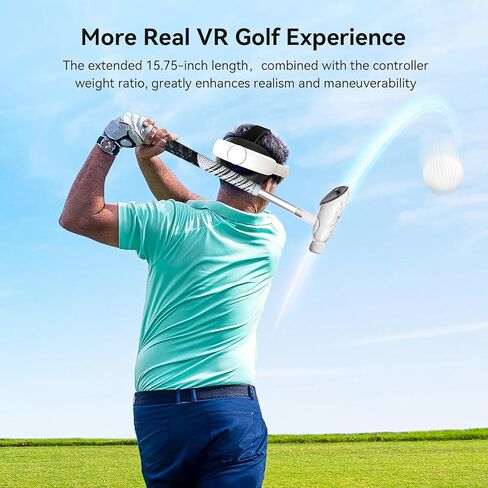 ملحق نادي الجولف GearSpire VR متوافق مع Meta/Oculus Quest 3S/Quest 3، مقبض غير قابل للانزلاق مقاس 15.75 بوصة، تصميم 80 درجة، ألومنيوم، أسود وفضي in Kuwait