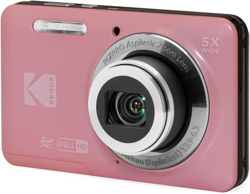 Kodak PixPro Friendly Zoom FZ55 16MP 1080p Full HD Digital Camera (Pastel Pink) Bundle with 128GB SD Card, Battery (2-Pack) and Travel Organizer (4 Items) in Kuwait