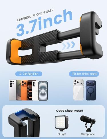 حامل ثلاثي Lamicall لهاتف iPhone - حامل ثلاثي للهاتف [فائق الثبات] مع جهاز تحكم لاسلكي، حامل هاتف صغير مرن للتسجيل مع برغي 1/4 بوصة وحذاء بارد لجيب كاميرا iPhone Gopro 3/4 مناسب للسفر في مدونة الفيديو in Kuwait