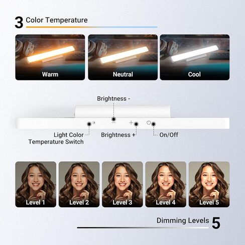 NEEWER Basics LED Chin Fill Lighting, 3W Bi Color Portable Desk Phone Selfie Photo Light, CRI90, 2200mAh Battery for TikTok Streaming Laptop Video Conference Recording Travel Makeup, TL106B in Kuwait