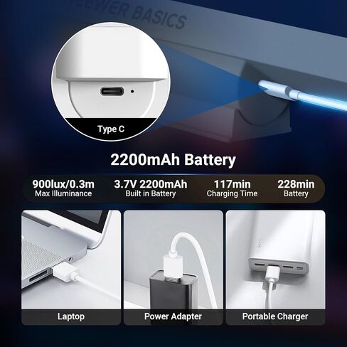 NEEWER Basics LED Chin Fill Lighting, 3W Bi Color Portable Desk Phone Selfie Photo Light, CRI90, 2200mAh Battery for TikTok Streaming Laptop Video Conference Recording Travel Makeup, TL106B in Kuwait