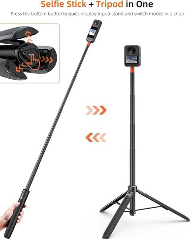 حامل ثلاثي عصا سيلفي قابل للتمديد 53.5 بوصة لـ Insta360 X5/X4/X3/GO 3s، DJI Osmo 360/Pocket 3، Xtra Sphra360، All GoPro، مقبض كاميرا 2 في 1 مع عمود تمديد/Monopod/حامل مدونة فيديو للسفر/ملحق in Kuwait