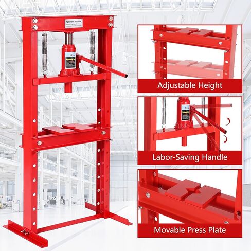 20 Ton Hydraulic H-Frame Shop Press with Adjustable Table & Stamping Plates for Auto Repair, Garage Use, Metalworking, Black in Saudi Arabia