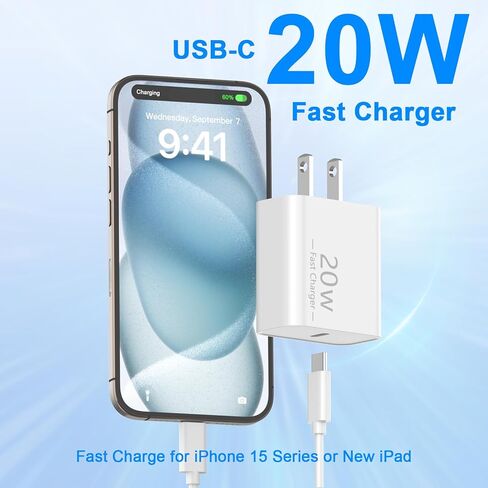 [معتمد من Apple MFi] شاحن iPhone 17 16 15 Pro Max شحن سريع، 2 حزمة 20 وات نوع C شاحن iPhone 17 شحن سريع مع كابل شحن USB C بطول 6 أقدام لهاتف iPhone 17/17 Pro/17 Pro Max/Air/16 15 Pro Max in Kuwait