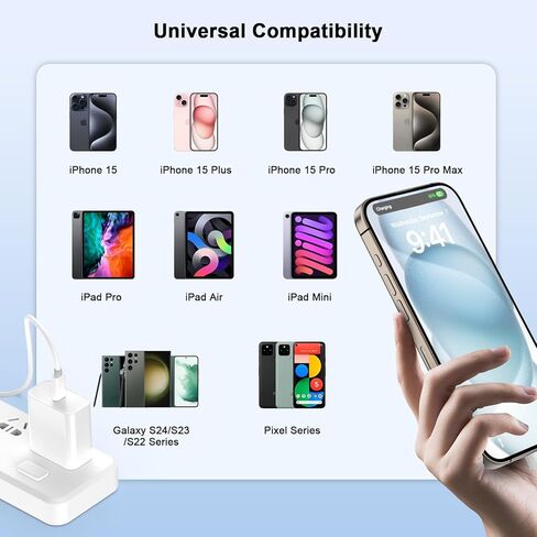 [معتمد من Apple MFi] شاحن iPhone 17 16 15 Pro Max شحن سريع، 2 حزمة 20 وات نوع C شاحن iPhone 17 شحن سريع مع كابل شحن USB C بطول 6 أقدام لهاتف iPhone 17/17 Pro/17 Pro Max/Air/16 15 Pro Max in Kuwait