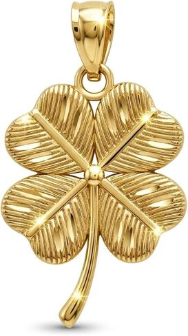 Charm America - Gold Four Leaf Clover Charm with Green Enamel - 10 قيراط Solid Gold in Saudi Arabia