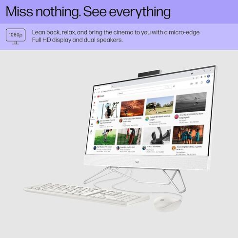 كمبيوتر HP All-in-One 24-CB100 Business الكل في واحد، شاشة لمس 23.8 بوصة FHD 1920x1080، Intel Core i5-1235U 10-Core Intel UHD Graphics، 8GB DDR4 512GB SSD Wi-Fi Bluetooth 5 Windows 10 Home in Kuwait