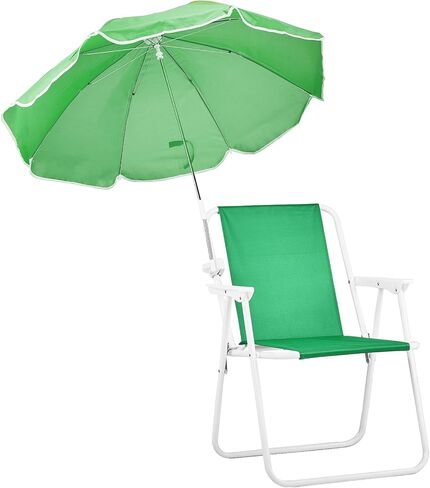 VINGLI Beach Chair with Umbrella for Age 3-14+, Portable Lightweight Lawn Chairs with 360° Shade, Camping Chair with Canopy for Outdoor Lawn/Fishing/Pool Lounge in Kuwait