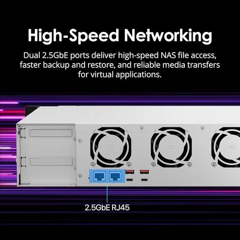 QNAP TS-873AeU-4G-US 8 Bay عالي السرعة وقصير العمق على حامل على حامل مزدوج 2.5 جيجا بايت NAS AMD Ryzen™ وحدة المعالجة المركزية وذاكرة DDR4 سعة 4 جيجا بايت واتصال شبكة 2.5 جيجا بايت (2.5 جيجا بايت/1 جيجا/100 متر) (بدون قرص) in Kuwait