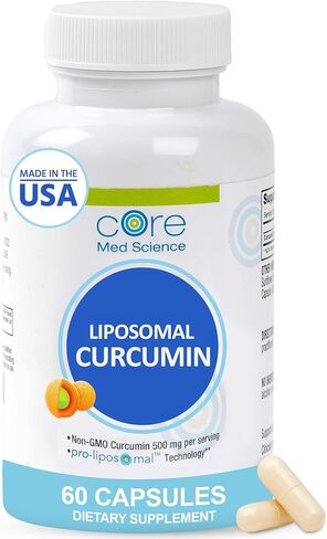 Pro Liposomal(TM) Curcumin Capsules 500mg Non-GMO - Optimized Absorption of curcuminoid extracts, The Active Ingredients of Turmeric 30 dose, cGMP, USA -Vegan, Non-Soy, Non-Gluten, Non-Dairy in Saudi Arabia