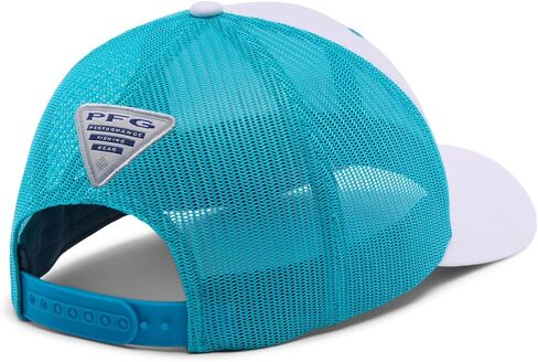 Columbia Unisex PFG Logo Mesh Snap Back, White/Ocean Teal/Guava Pink, One Size in Kuwait