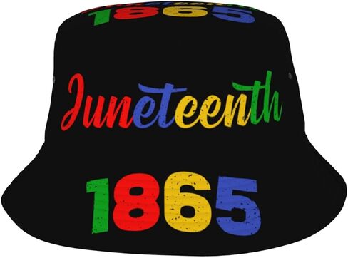 Juneteenth Bucket Hat Travel Beach Sun Hat Fashion Caps Fisherman Hat for Women Men, Black8 in Kuwait
