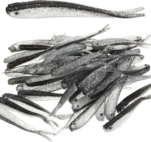 50 PCS Crappie Jigs, Soft Plastic Crappie Lures, Lifelike Forked Tail Minnow Baits, Scented Rubber Lures for Freshwater and Saltwater Bass, Trout, Walleye in Kuwait