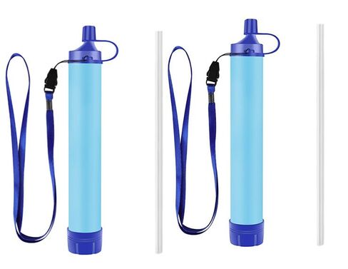 2PCS Personal Water Filter Straw Outdoor Portable Filtration Emergency Survival Gear Water Solutions Tactical Gear for Hiking Camping Accessories Travel Hunting Fishing Outing Backpacking in Kuwait