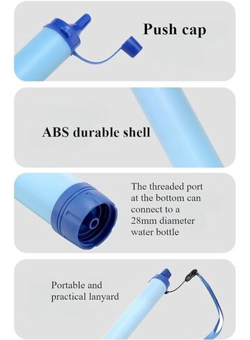 2PCS Personal Water Filter Straw Outdoor Portable Filtration Emergency Survival Gear Water Solutions Tactical Gear for Hiking Camping Accessories Travel Hunting Fishing Outing Backpacking in Kuwait