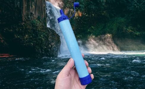 2PCS Personal Water Filter Straw Outdoor Portable Filtration Emergency Survival Gear Water Solutions Tactical Gear for Hiking Camping Accessories Travel Hunting Fishing Outing Backpacking in Kuwait