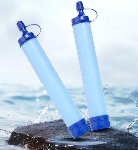 2PCS Personal Water Filter Straw Outdoor Portable Filtration Emergency Survival Gear Water Solutions Tactical Gear for Hiking Camping Accessories Travel Hunting Fishing Outing Backpacking in Kuwait