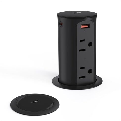 منفذ منبثق للسطح 2.5 بوصة، شريط طاقة مجوف، 20 وات USB C، 4 منافذ، موفر للمساحة للمطبخ، مكتب المكتب، وعاء مقاوم للعبث، مدرج ETL (أبيض، USB-20W) in Kuwait