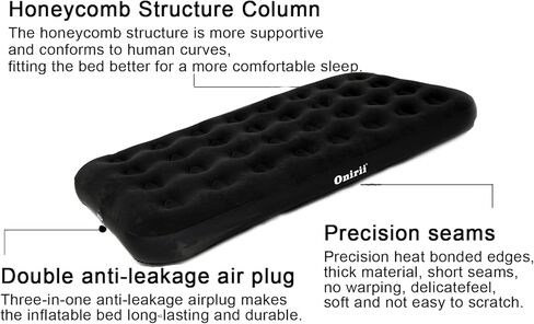 Onirii Twin Size Single Camping Air Mattress Bed with Air Pump,Inflatable Travel Air Mattress,Thickened Portable Blow Up Sleeping Bed Pad for Truck Tent Camping/Home/Hiking(Black) in Saudi Arabia
